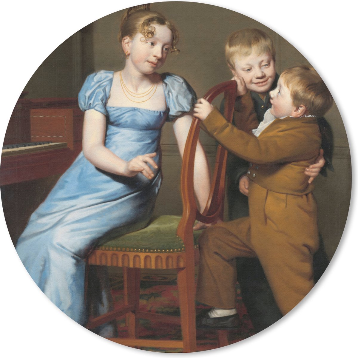 Muismat rond 50x50 cm - Mousepad Het gestoorde pianospel - Schilderij van Willem Bartel van der Kooi - Ronde muismatten