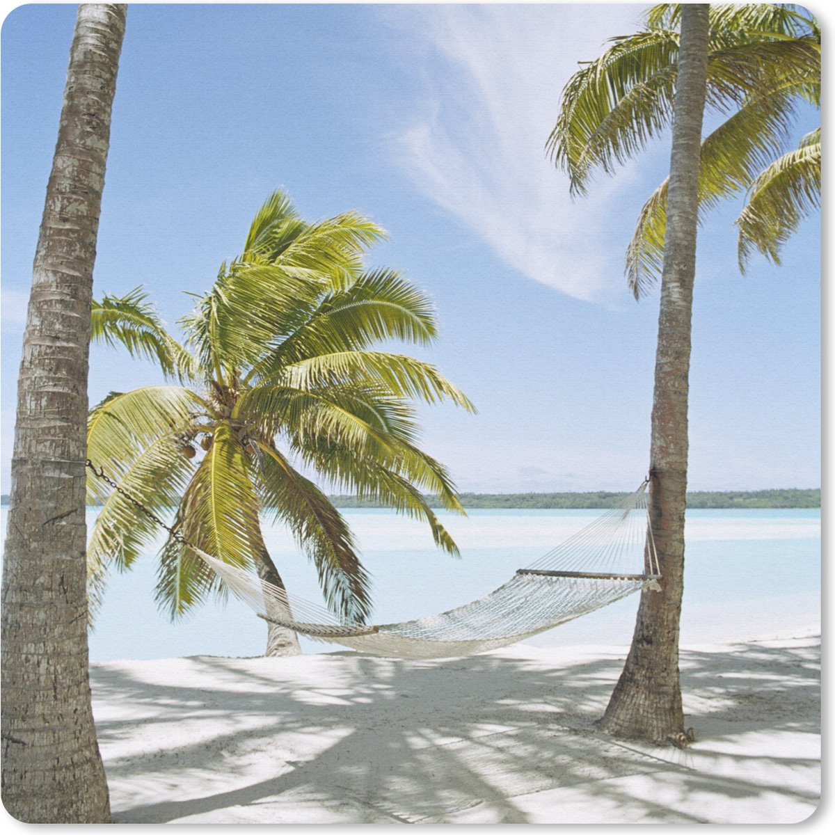 Muismat 20x20 cm - Mousepad Palmboom - Hangmat - Zand - Muismatten