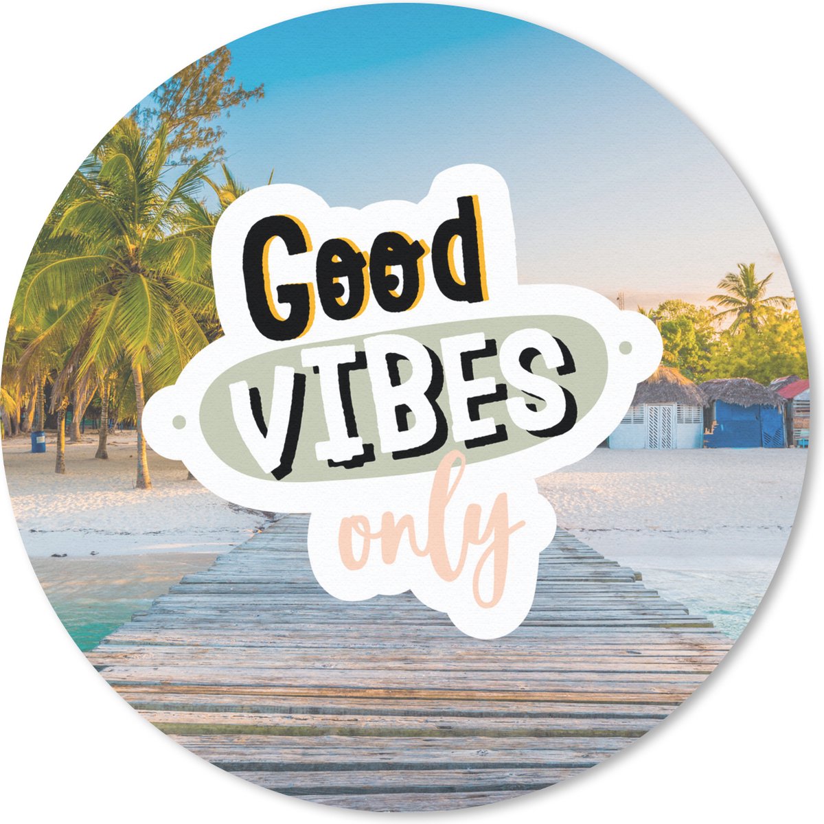 Muismat rond 30x30 cm - Mousepad Zomer - Quotes - Palmboom - Strand - Ronde muismatten