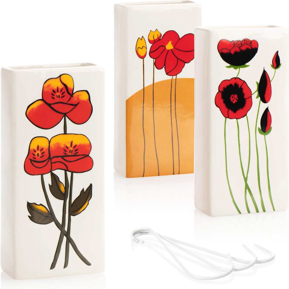 Luchtbevochtiger voor verwarming - keramische radiator luchtverdamper met bloemmotieven - 3-pack