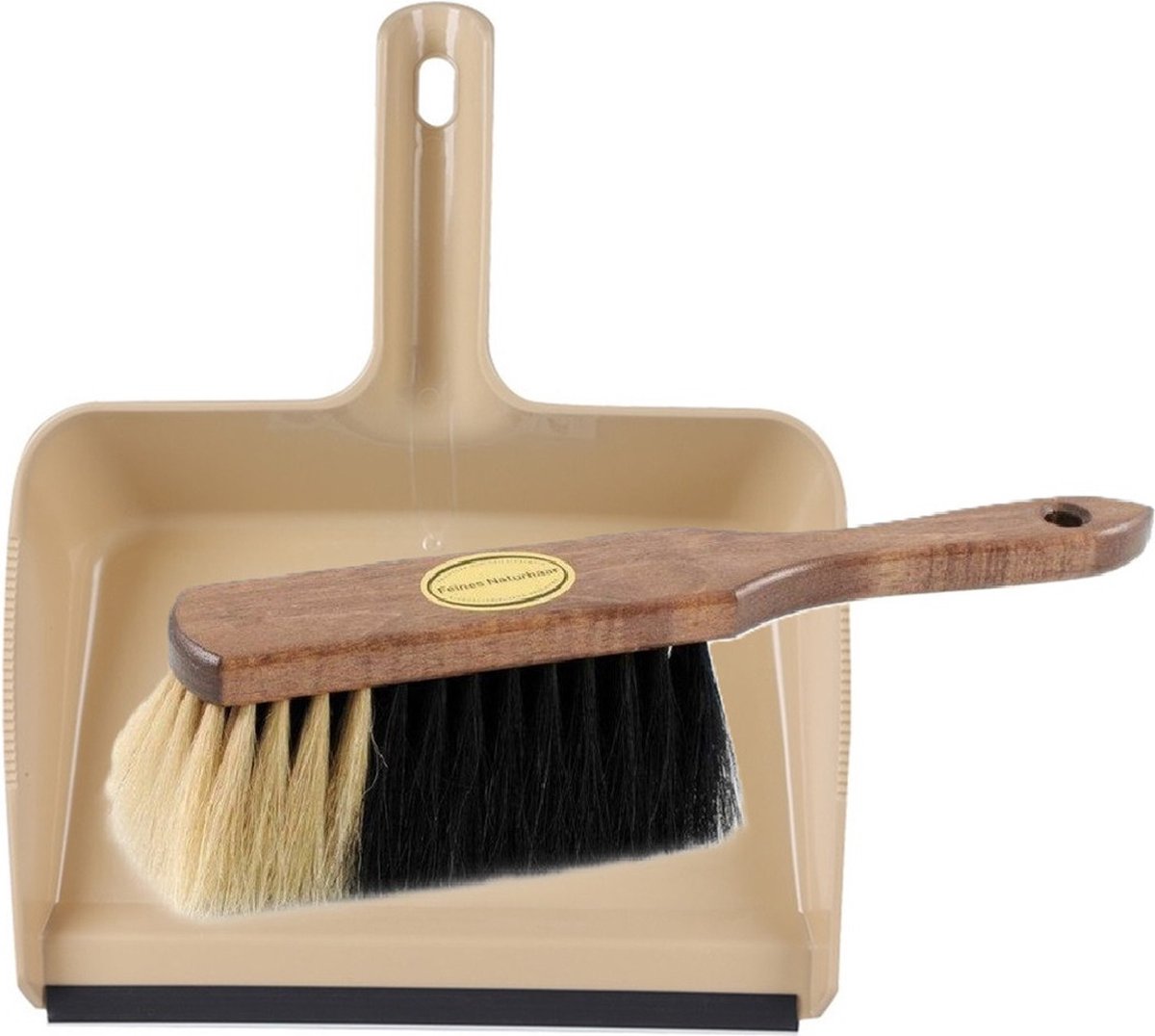 Goedkoopste Brumag Stoffer en blik set Freya - blik kunststof - beige - 38 x 30 cm - borstel paardenhaar 29 cm