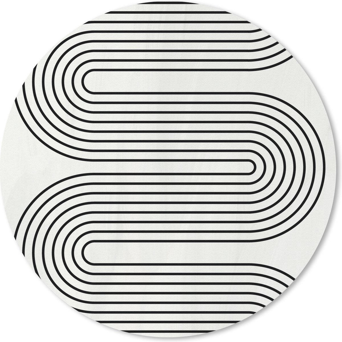 Muismat rond 30x30 cm - Mousepad Lijn - Taupe - Abstract - Zwart - Ronde muismatten