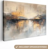 Peinture sur toile 120x80 cm - Décoration murale Abstrait - Moderne - Beige - Esthétique - Or - Décoration murale salon - Décoration chambre - Accessoires de chambre - Peintures