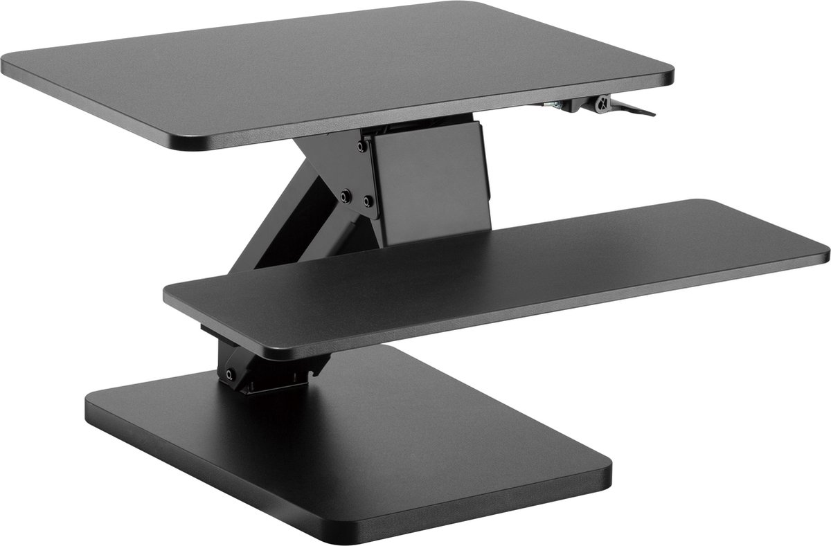 Worktrainer - UPdesk One Zwart - Hoogte 16 - 44,5 cm - Werkblad 40 x 60 cm - Monitor Verhoger - Bureau zit-sta verhoger - Gasveer handbediening