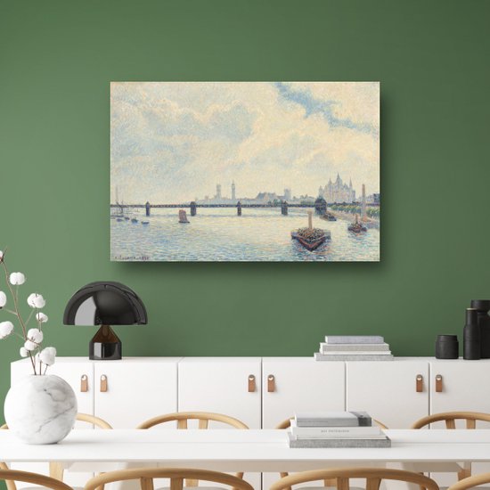 Charing Cross Bridge, Londres - Décoration murale Claude Monet - Peinture pont sur verre - Décoration murale Architecture - Décoration murale rurale - Peinture plexiglas - Décoration maison verre acrylique 75x50 cm