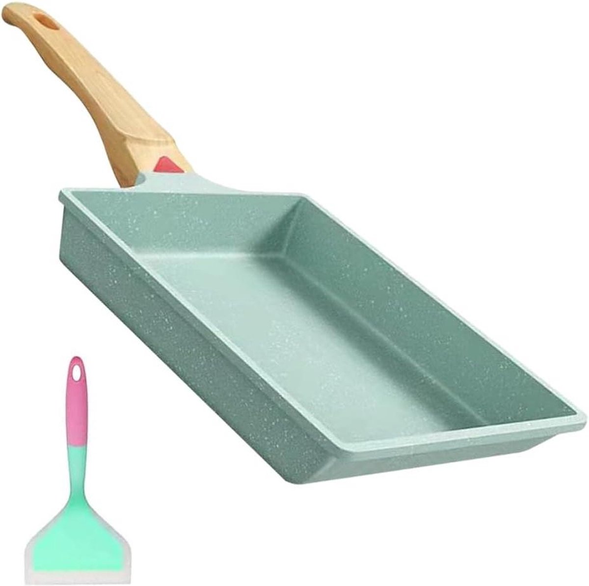 Inductie Tamagoyaki pan - Japanse eierpan met anti-aanbaklaag en siliconen spatel