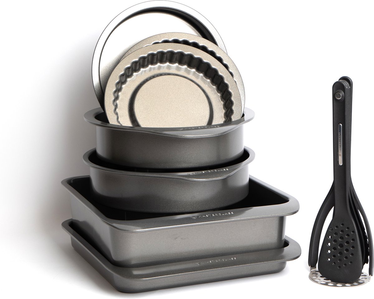 Masterclass geschenkverpakking Smart Space Stapelbakset met antiaanbaklaag 7-delig vijfdelige Nesting Tool Set