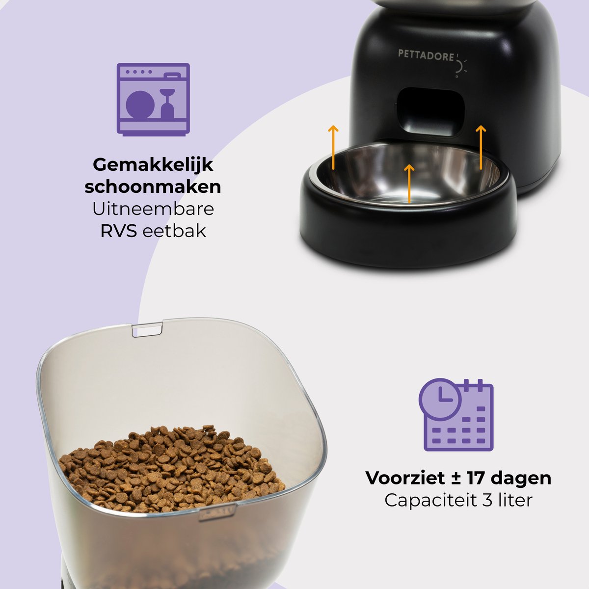 Pettadore Nutri Lite - Automatische Voerbak Kat/Hond - Draadloze Voerautomaat - Vershoudend - 3L thumbnail 7
