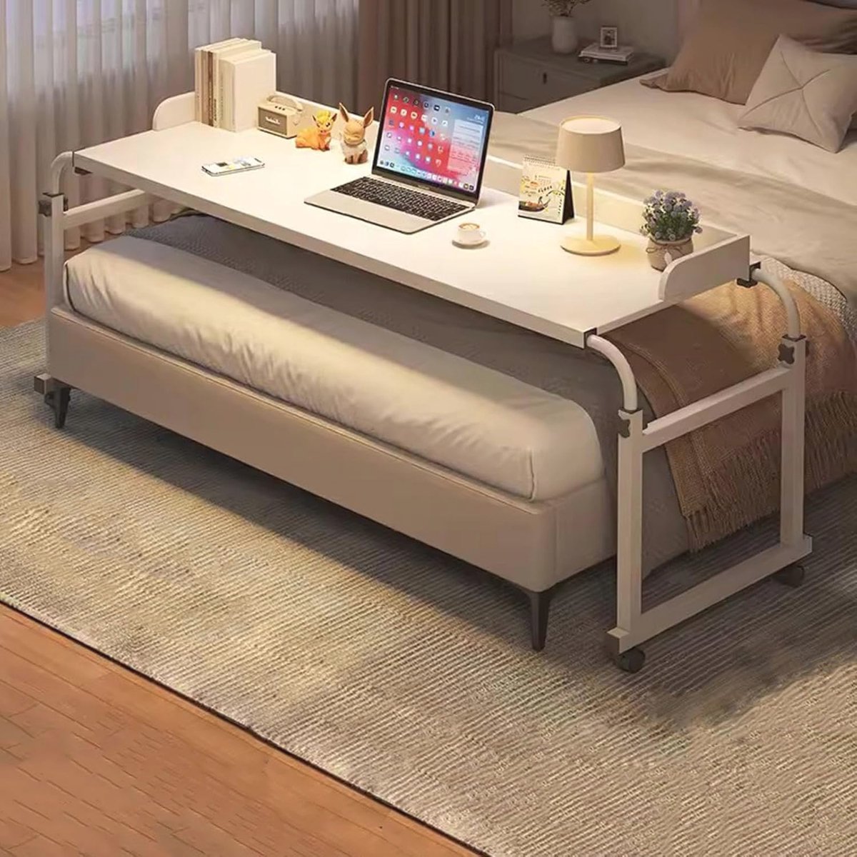 Goedkoopste Verstelbare Bedtafel met Wielen voor Laptop en Eten - Hoogte 65-95cm