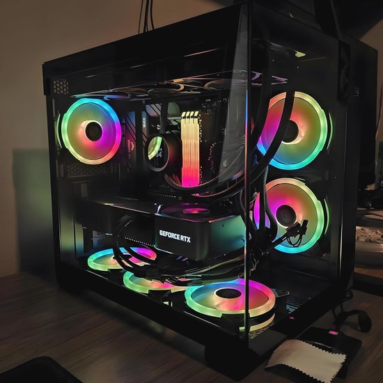KEDIERS PC-behuizing, vooraf geïnstalleerd, 7 ARGB-ventilatoren, ATX Mid Tower gamingbehuizing, met dubbel gehard glas, volledig scherm computerbehuizing, G500 (wit KEDIERS PC-behuizing, vooraf geïnstalleerd, 7 ARGB-ventilatoren, ATX Mid Tower gamingbehuizing, met dubbel gehard glas, volledig scherm computerbehuizing, G500 (wit