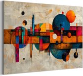 Aluminium schilderij 120x80 cm - Wanddecoratie metaal - Kunst - Kleurrijk - Modern - Vormen - Metalen muurdecoratie woonkamer - Decoratie industrieel - Foto op dibond - Industriële accessoires slaapkamer