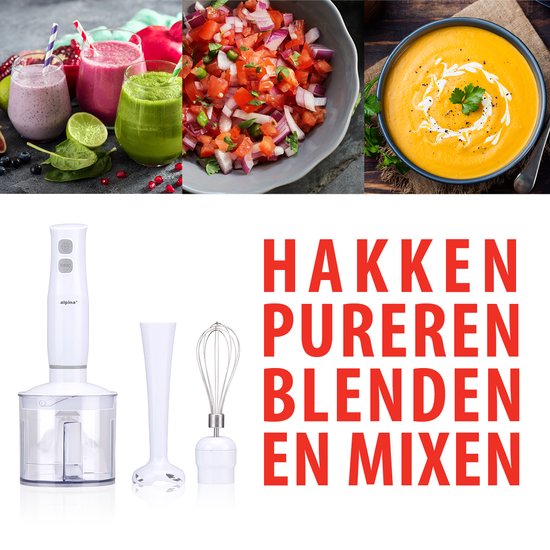 Ensemble mixeur plongeant alpina - Garde/ Hachoir / Blender - 230V 400W - Wit