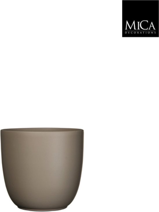 Mica Decorations Bloempot - taupe bruin - mat - keramiek - 17 x 16 cm - plantenpotten