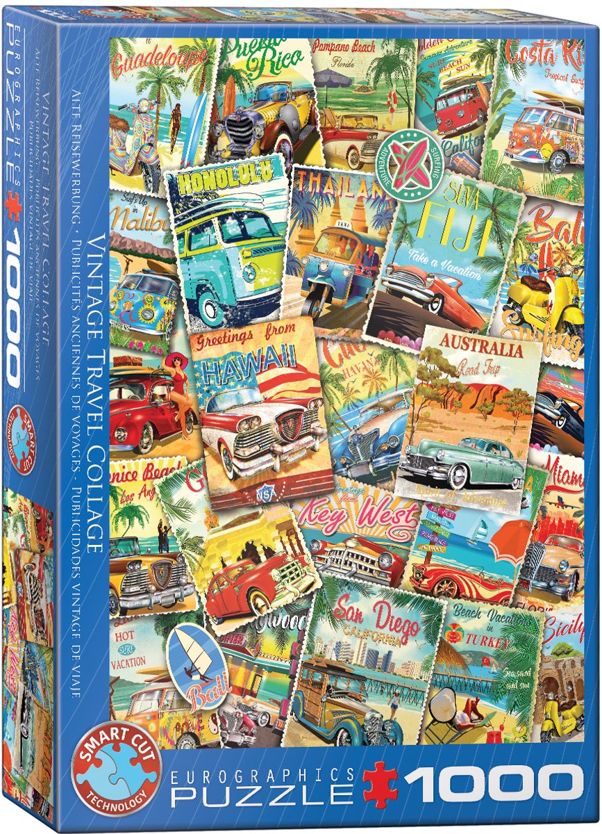 Vintage Travel Collage Puzzel (1000 stukjes)