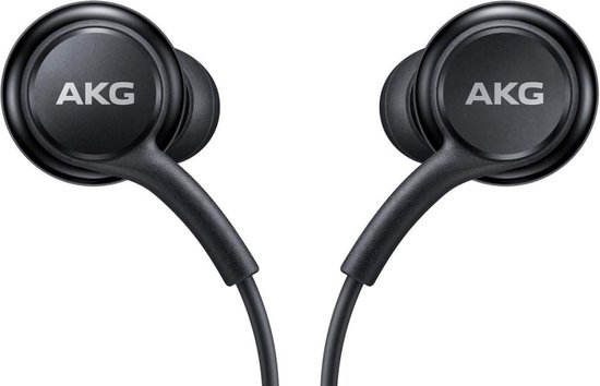 Zwarte in-ear oordopjes met AKG-logo.