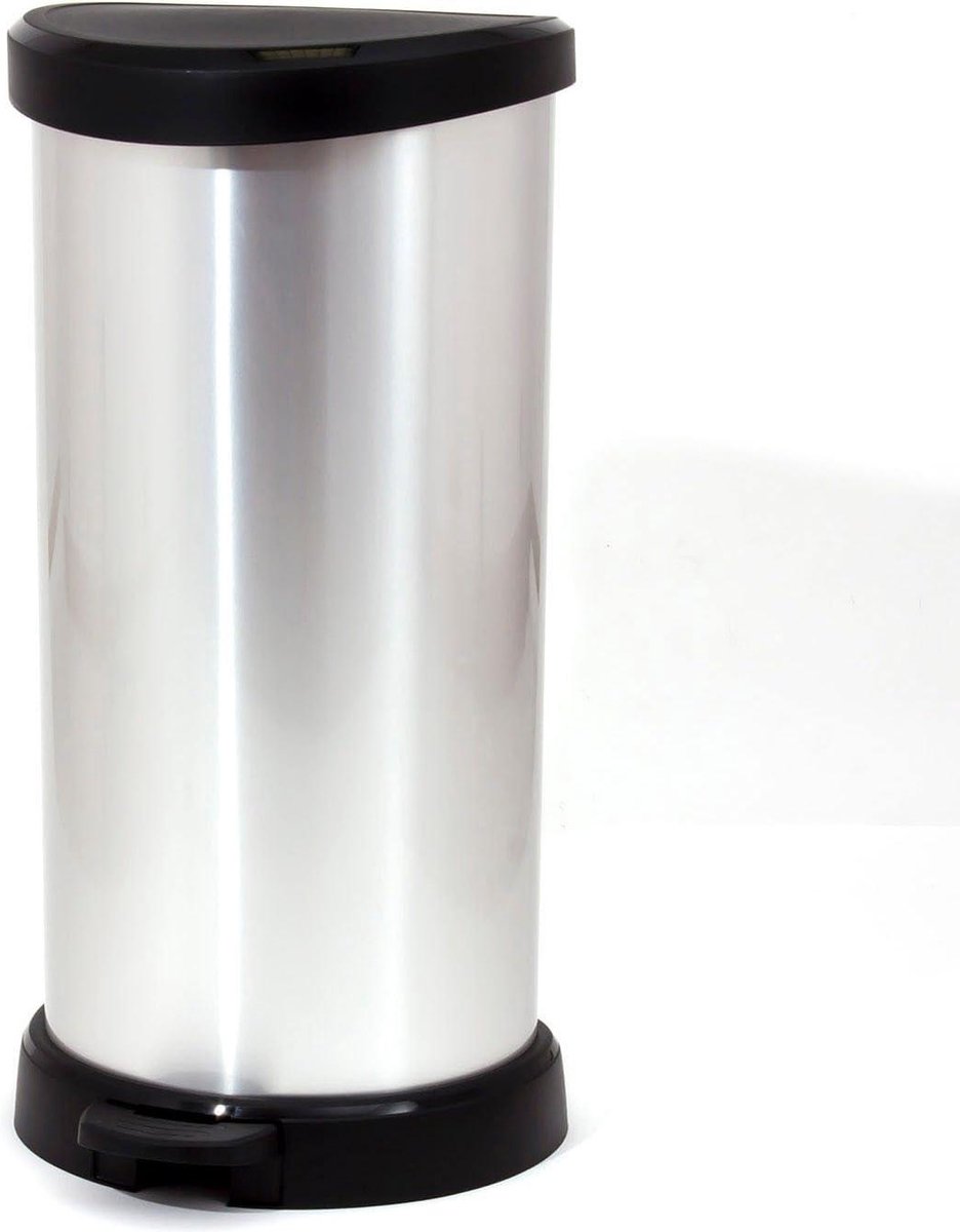 Goedkoopste Decobin pedaalemmer 40L zilver metallic/zwart - hoogwaardige afvalbak met Dekobin - bestel nu met korting pedaalemmer 50 liter