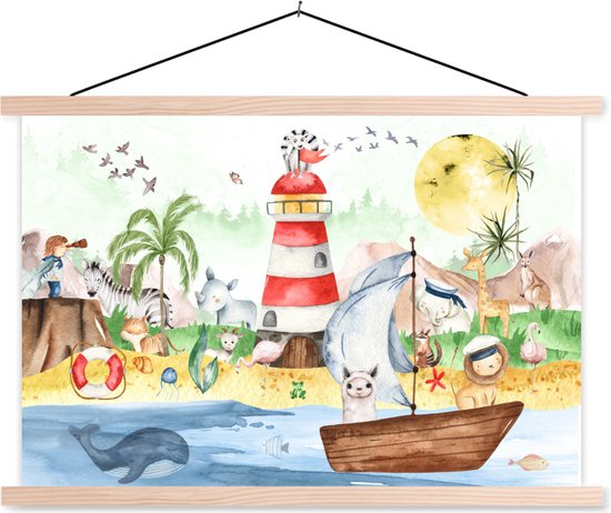 Affiche scolaire - Plage - Animaux - Enfants - 120x80 cm - Lattes vierges