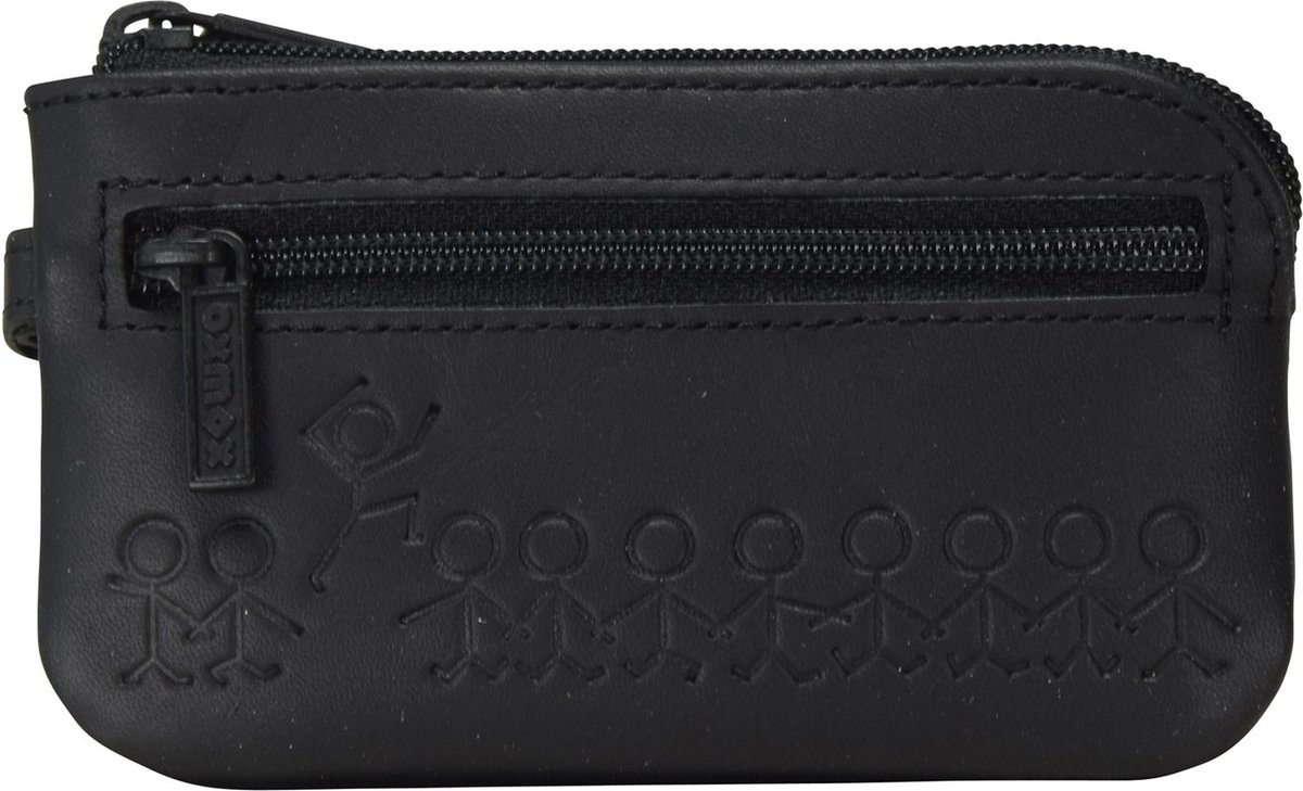 oxmox Leren sleutelgeval Leather Keyholder Jumping Jack Embossed Black zwart