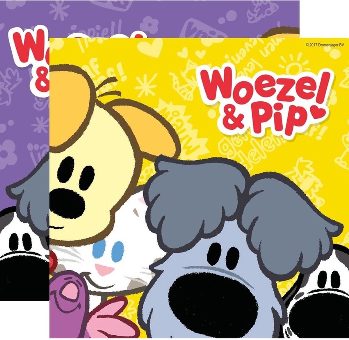 60x Woezel & Pip themafeest servetten 33 x 33 cm papier - Kinderfeestje papieren wegwerp tafeldecoraties