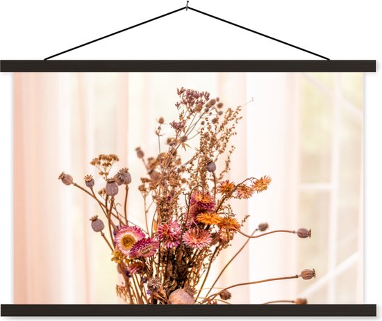Porte-affiche avec affiche - Affiche scolaire - Fleurs séchées - Nature morte - Couleurs - 120x80 cm - Lattes noires