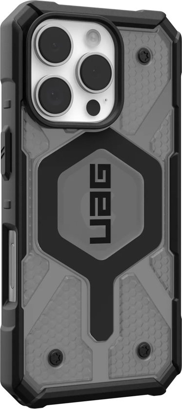 Urban Armor Gear Pathfinder Transparent pour Apple iPhone 16 Pro | Cas de couverture arrière | Gros boutons | Cendre