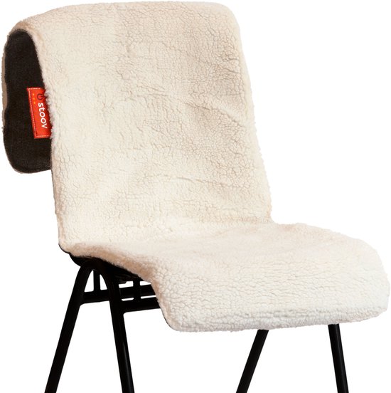 Stoov Warmtedeken | Big Hug | Duurzaam & Draadloos | Infrarood warmtedeken | Verwarmd stoelkleed XL | Woolly White