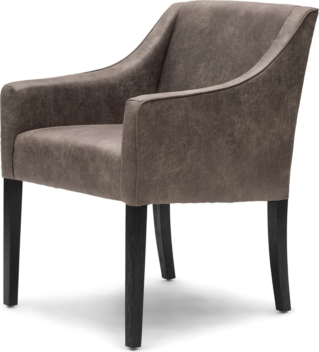 Riviera Maison Stoel Bruin, Eetkamerstoel, imitatieleer, klassiek - Savile Row DAC - Imitatieleer, hout - (LxBxH) 56x61x86