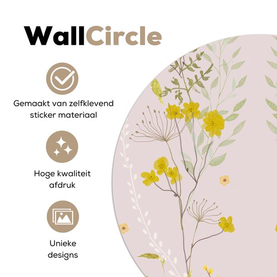 WallCircle® - Papier peint cercle 140x140 cm - Stickers muraux Rose - Fleurs - Design - Pastel - Cercle mural salon - Cercle mural chambre - Décoration de chambre autocollante - Accessoires de Décoration murale
