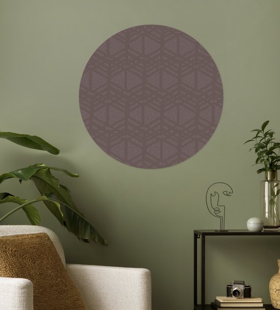 WallCircle® - Papier peint cercle 80x80 cm - Stickers muraux - Ligne - Violet - Cercle mural salon - Cercle mural chambre - Décoration de chambre autocollante - Accessoires de Décoration murale
