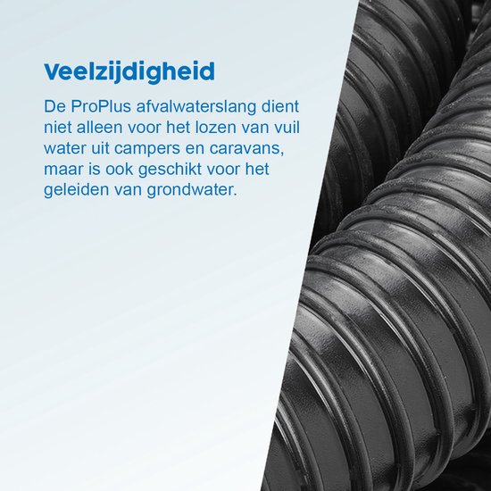ProPlus Afvalwaterslang - 2.5 m - Afwatering - Temperatuurbestendig - Flexibel en Uittrekbaar - ø 40 mm - Voor het Geleiden van Afvalwater vanuit caravans/campers, vijvers en zwembaden - Afvoerkanaal - Zwart van ProPlus — afbeelding 3