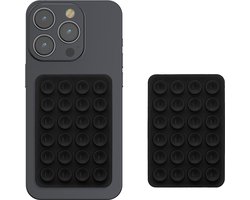 kwmobile 2x silicone zuignap telefoonhouder universeel - Zelfklevende telefoon houder - 5,5 x 8 cm - Geschikt voor iPhone en Android in mat zwart / mat zwart