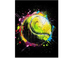 Poster 60x80 cm - Graffiti - Sport - Tennis - Padel - Bal - Posters - Wanddecoratie tienerkamer - Kamer decoratie voor tieners - Tiener jeugdkamer accessoires