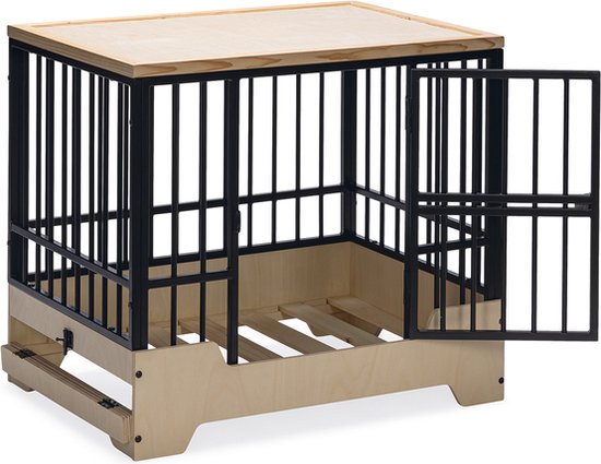 Designed by Lotte Bench Quirine - Hondenbench - Zwart - M - 81x57x71 cm