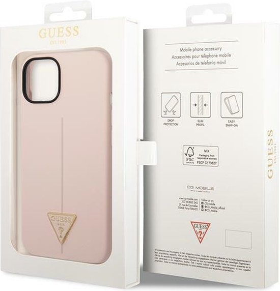 Guess - GUHCP14MSLTGP - iPhone - 14 - Plus - 6.7 - rose/rose - coque rigide - silicone - triangle
