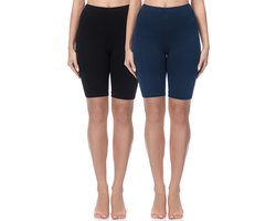 Be Mammy MS-MS10-200-LE-2P 2Pack Dames Zwangerschapsleggings Leggings - Sport - Vrijetijdsbroek - Kort - Katoen - Sporbroek – Yogabroek - Zwart/Marineblauw - M