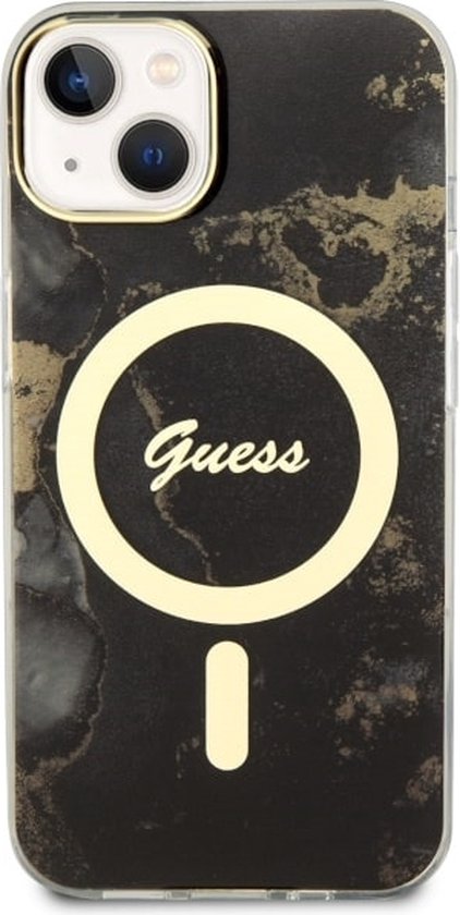 Coque Arrière Guess Golden Marble MagSafe Compatible - Apple iPhone 14 Plus (6.7") - Zwart