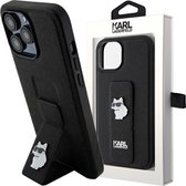 Karl - Lagerfeld - Coque Gripstand Saffiano Choupette Pins pour iPhone - 13 - Pro - Max - noir