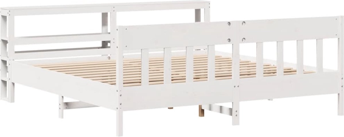 vidaXL - Bedframe - zonder - matras - massief - grenenhout - wit - 200x200 - cm