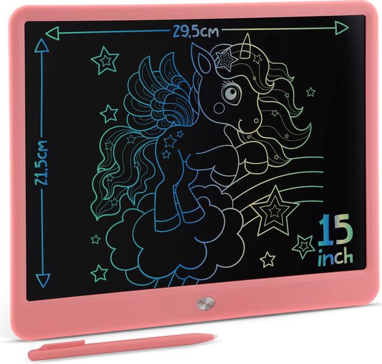 Digitaal Tekenbord 15 inch - Roze Schrijfbord voor Kinderen - LCD Tekentablet - Grafische Tablet Kinderen - Kindertablet - Joya Creative
