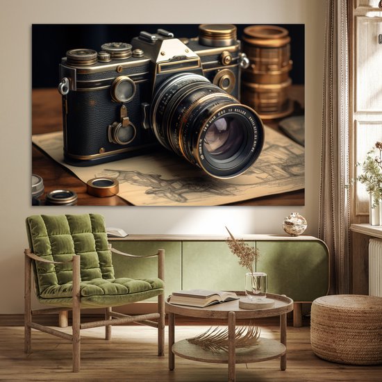 Affiche 180x120 cm - Vintage - Appareil photo - Papier - Ancien - Posters - Décoration chambre - Décoration murale salon - Décoration murale chambre XXL