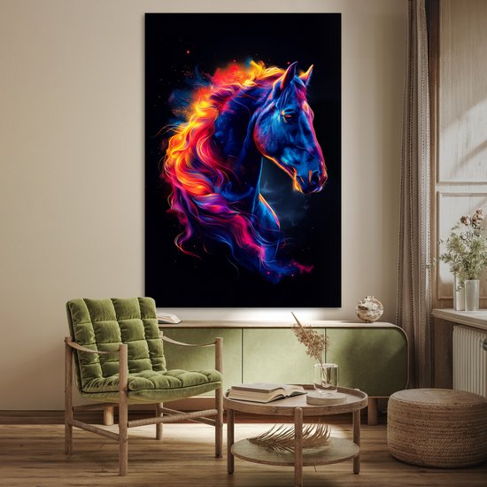 Poster 120x180 cm - Cheval - Animal - Fumée - Zwart - Couleurs - Posters - Décoration murale chambre ado - Décoration chambre ado - Accessoires chambre ado jeunesse