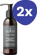Sukin Oil Crème hydratante matifiante équilibrante pour le visage (2x 125 ml)