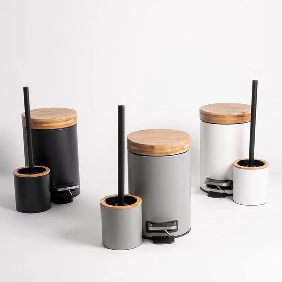 5five - wc-borstel-toiletborstel met toiletrolhouder set in het wit