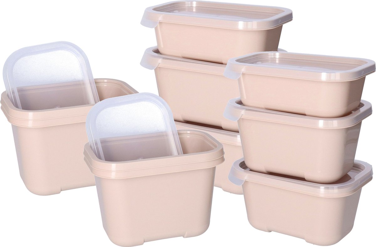 Juypal Vershoudbakjes nestbaar - 15 delig - BPA vrij - meal prep - diverse maten- Beige - luchtdicht - herbruikbaar