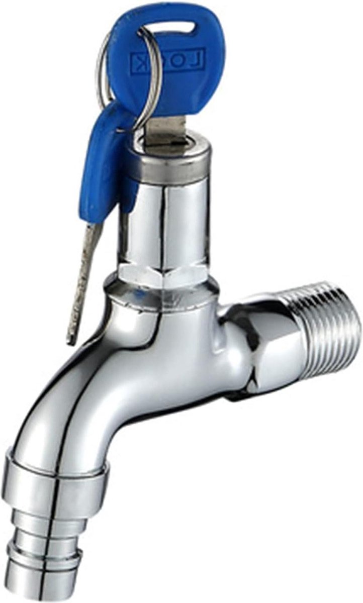 Afsluitbare Waterkraan met Slot Key Anti-Diefstal Kraan voor Wasmachine in Tuin Badkamer of Huurkamer Buitenkraan