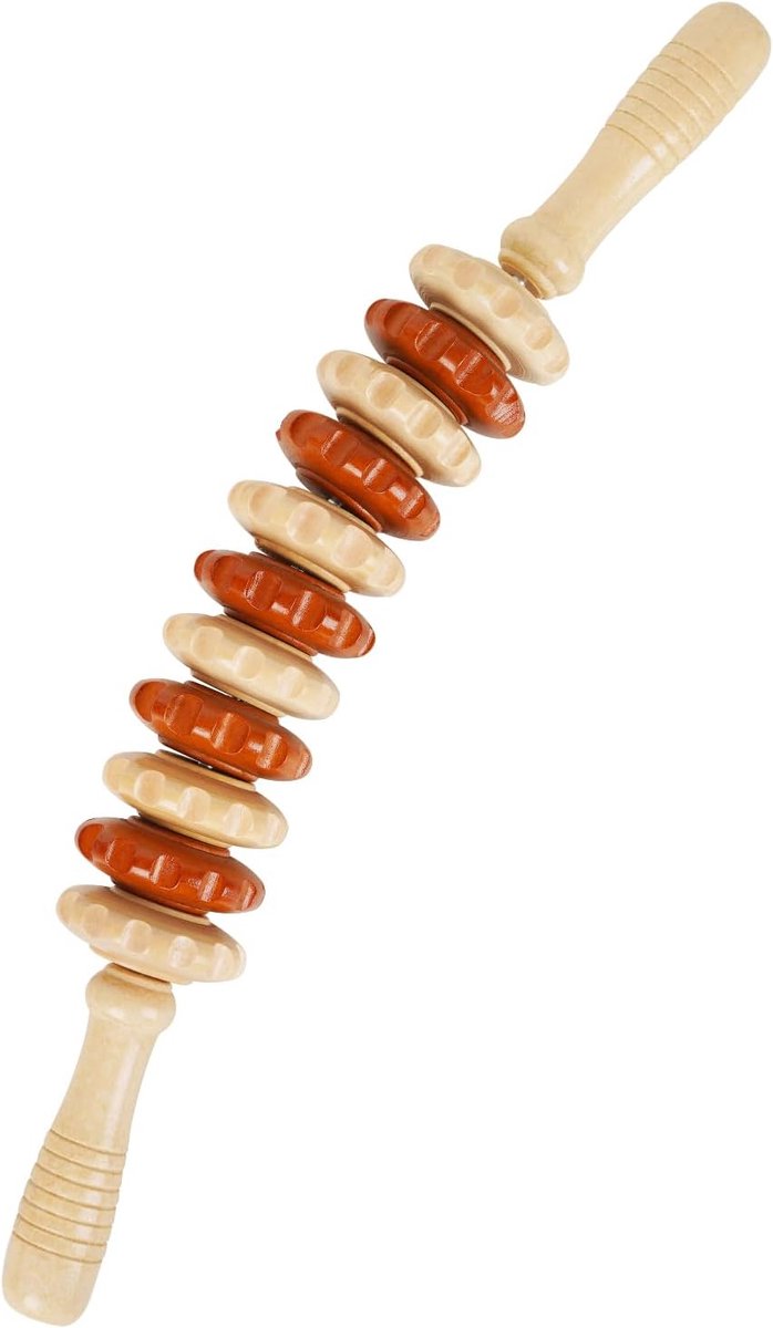 Goedkoopste Massage-instrumenten voor houttherapie, massage-rollerstok, gebogen lymfedrainage-massageapparaat, draagbaar voor het verlichten van cellulitis en spierspanning (1 Stuks, veelkleurig