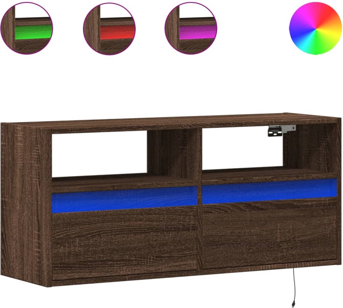 vidaXL - Tv-wandmeubel - met - LED-verlichting - 100x31x45 - cm - bruin - eikenkleur