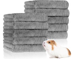 Cavia dekens - 10 stuks hamster fleece kooi voeringen - zachte cavia accessoires - slaap beddengoed matten - grijs - 20 x 30 cm