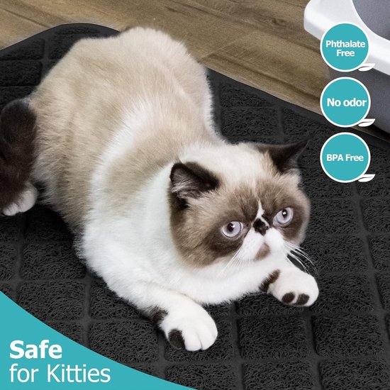 Kattenbakmat kattenbakmat voor kattenbak kattentoilet dubbellaagse vangmat grote honingraatgaten waterdicht urinebestendig voorkeur door kittenliefhebbers huisdier tapijt (grijs, 30 x 30 cm