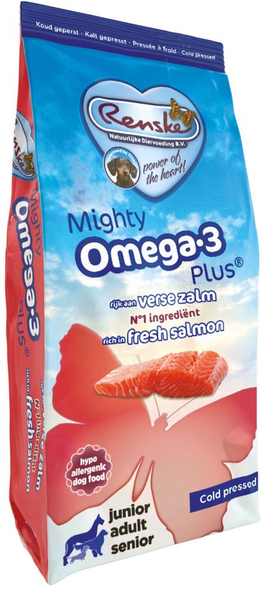Renske Mighty Omega Plus Adult Geperst Zalm - Hondenvoer - 15 kg